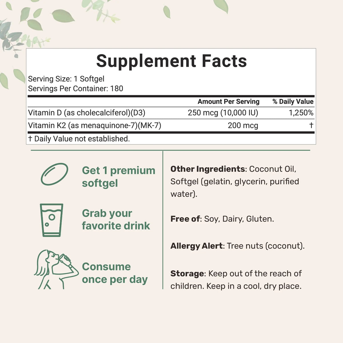 Maximize Calcium Absorption with Premium Vitamin D3 + K2 Softgels