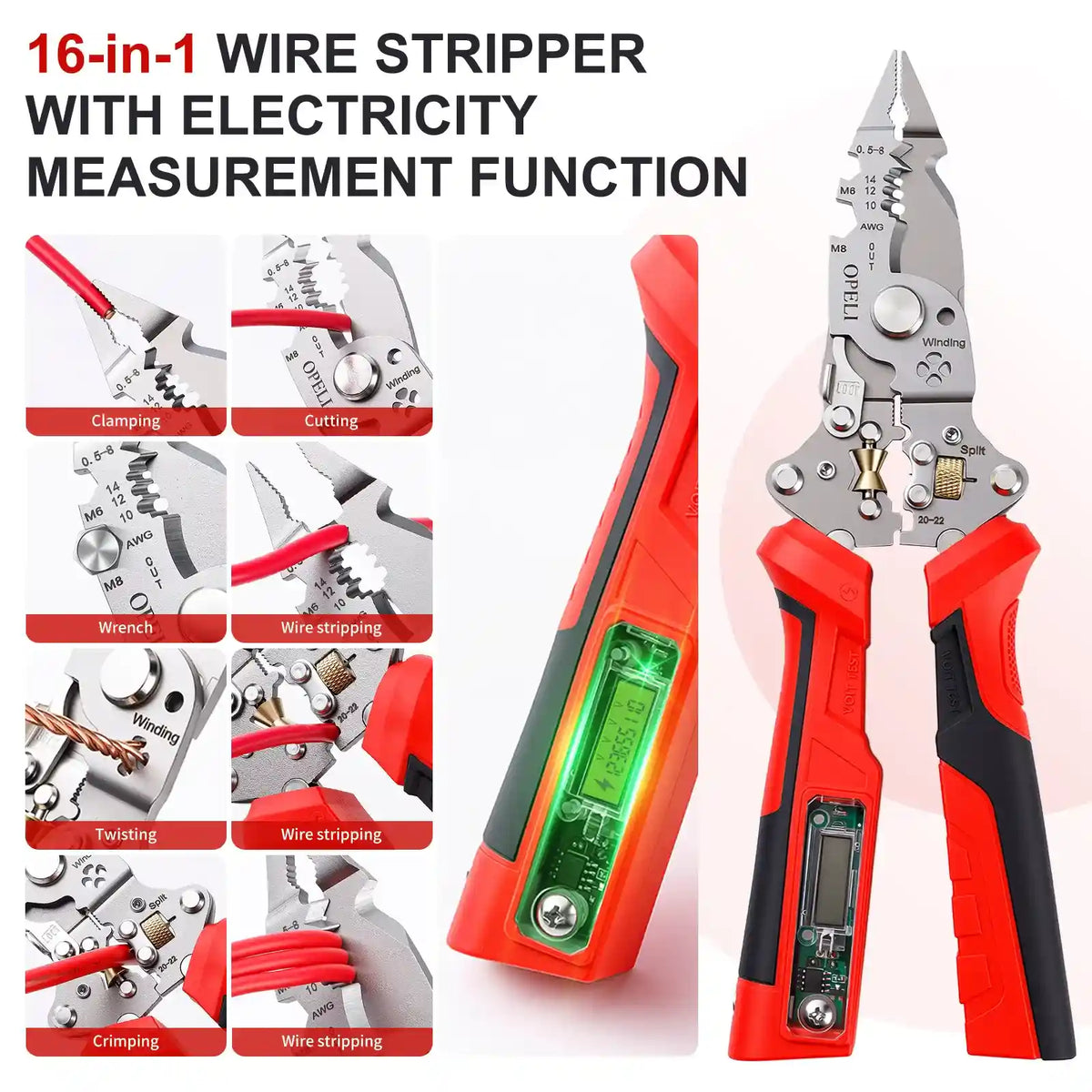 16-in-1 Wire Stripper Pliers with Voltage Detection