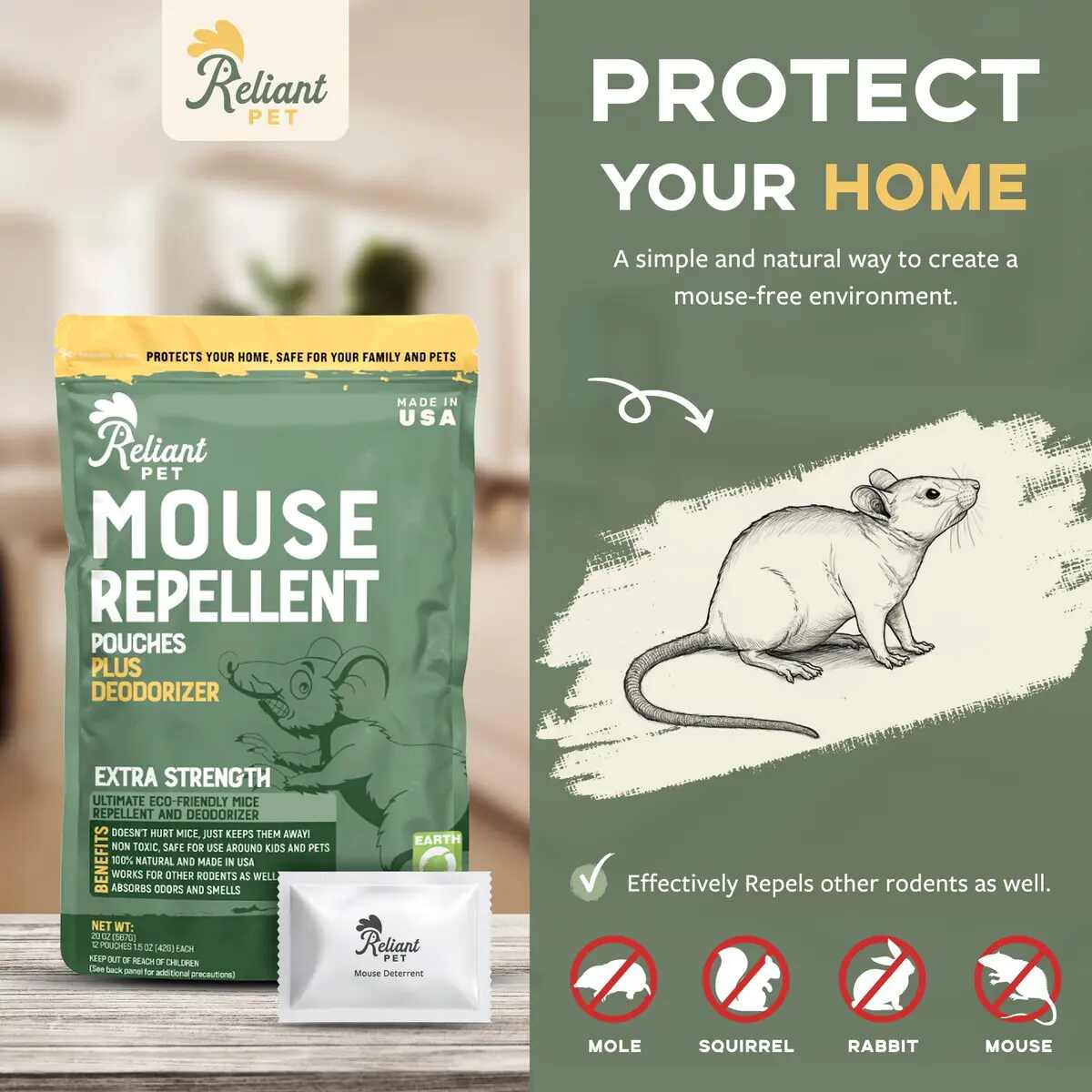 Peppermint Car Mouse Repellent Pouches 12-Pack