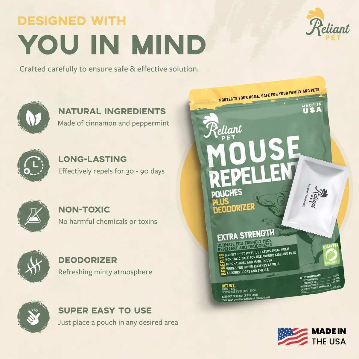 Peppermint Car Mouse Repellent Pouches 12-Pack