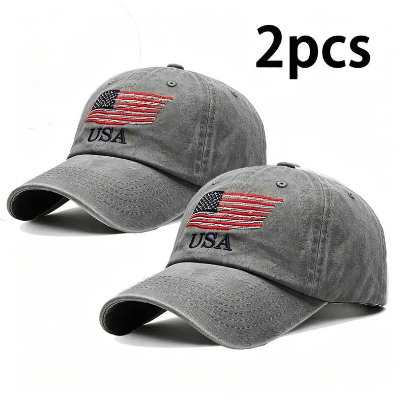 Gray Washed Baseball Caps — Two Two-Cap Packs - Gray (2pcs)