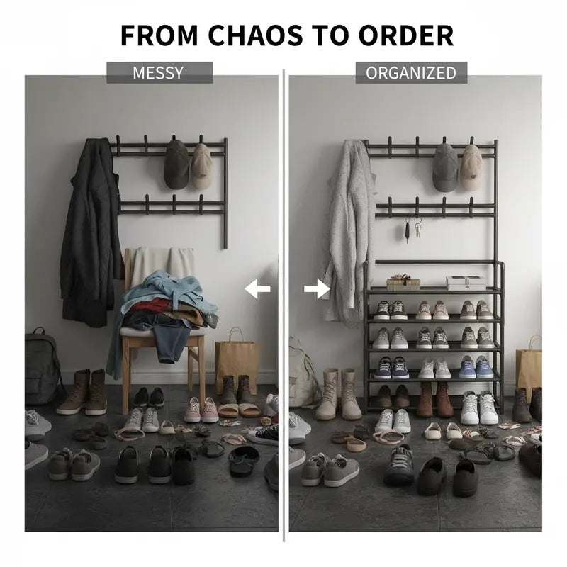 3-in-1 Entryway Organizer with 5 Shelves & 8 Hooks - original product photo 7
