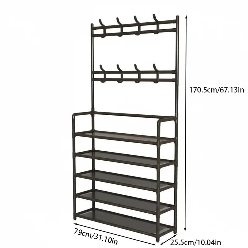 3-in-1 Entryway Organizer with 5 Shelves & 8 Hooks - original product photo 2
