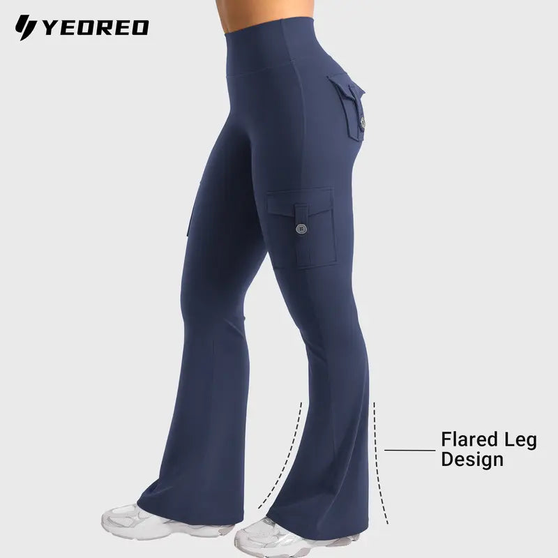 High-Waisted Cargo-Pocket Flare Leggings - original main gallery photo