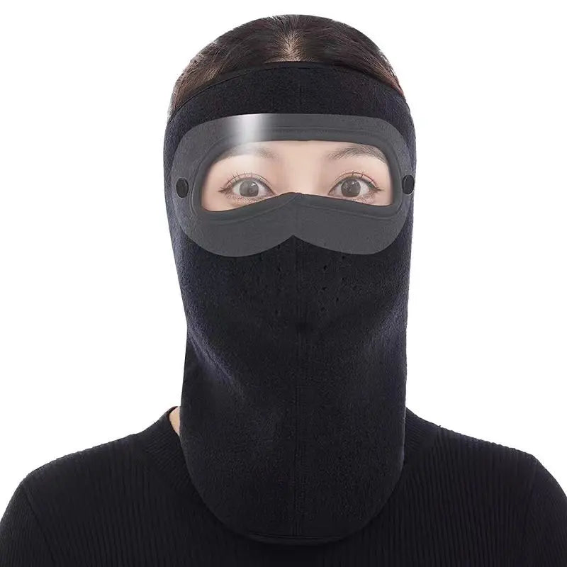 Black Winter Face Cover with Detachable Eye Shield - 【Extended Version】Black