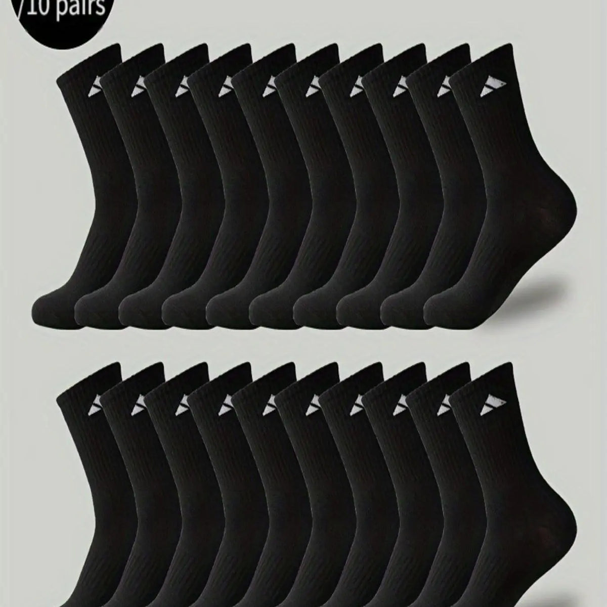 Black or White Crew Sports Socks — Ten Pairs - source design and use details
