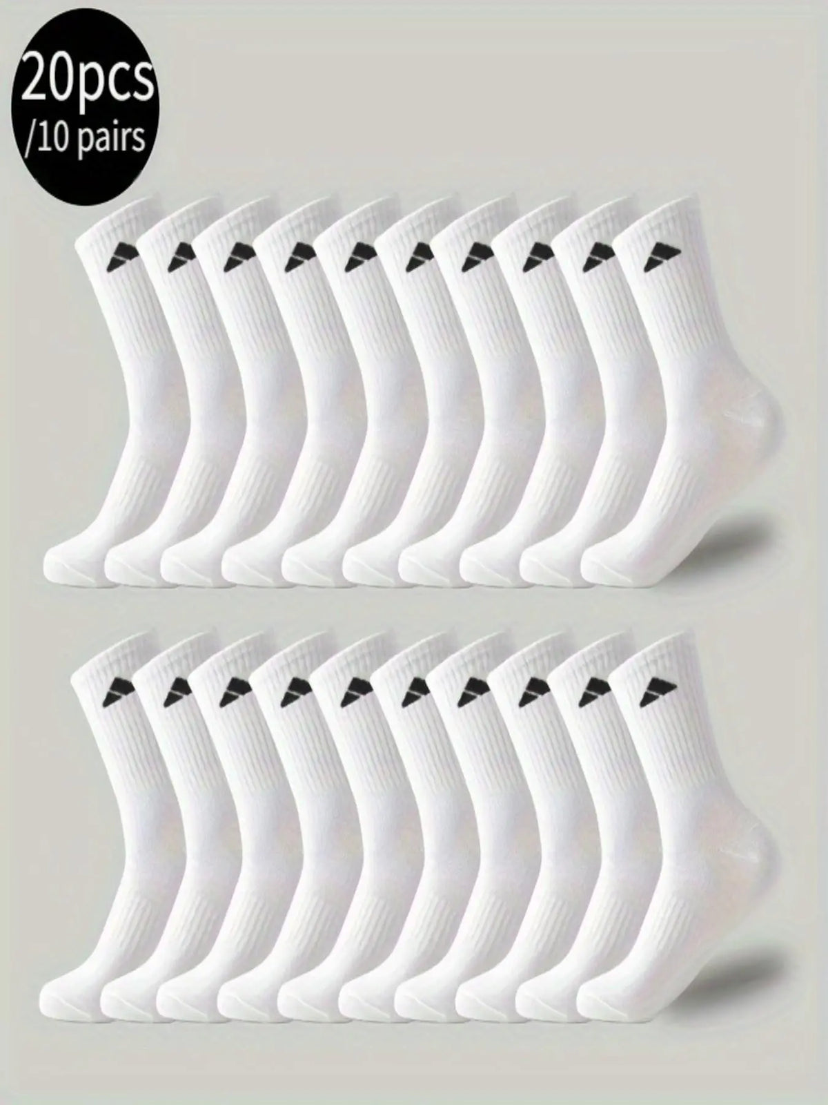 Black or White Crew Sports Socks — Ten Pairs - 10 pairs of white.
