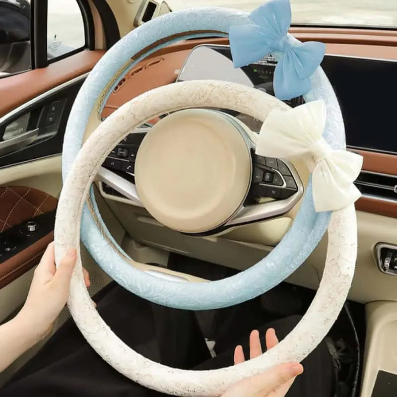 Lace Steering Wheel Cover — Color, Shape and Bow Options