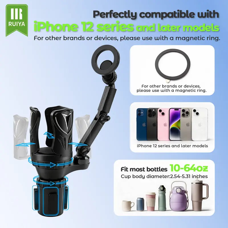 RUIYA Cup Holder and Device Mount — Choose Your Version
