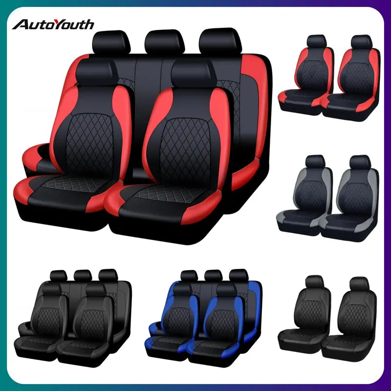 AUTOYOUTH PU Leather Front Seat Covers — 2 Covers
