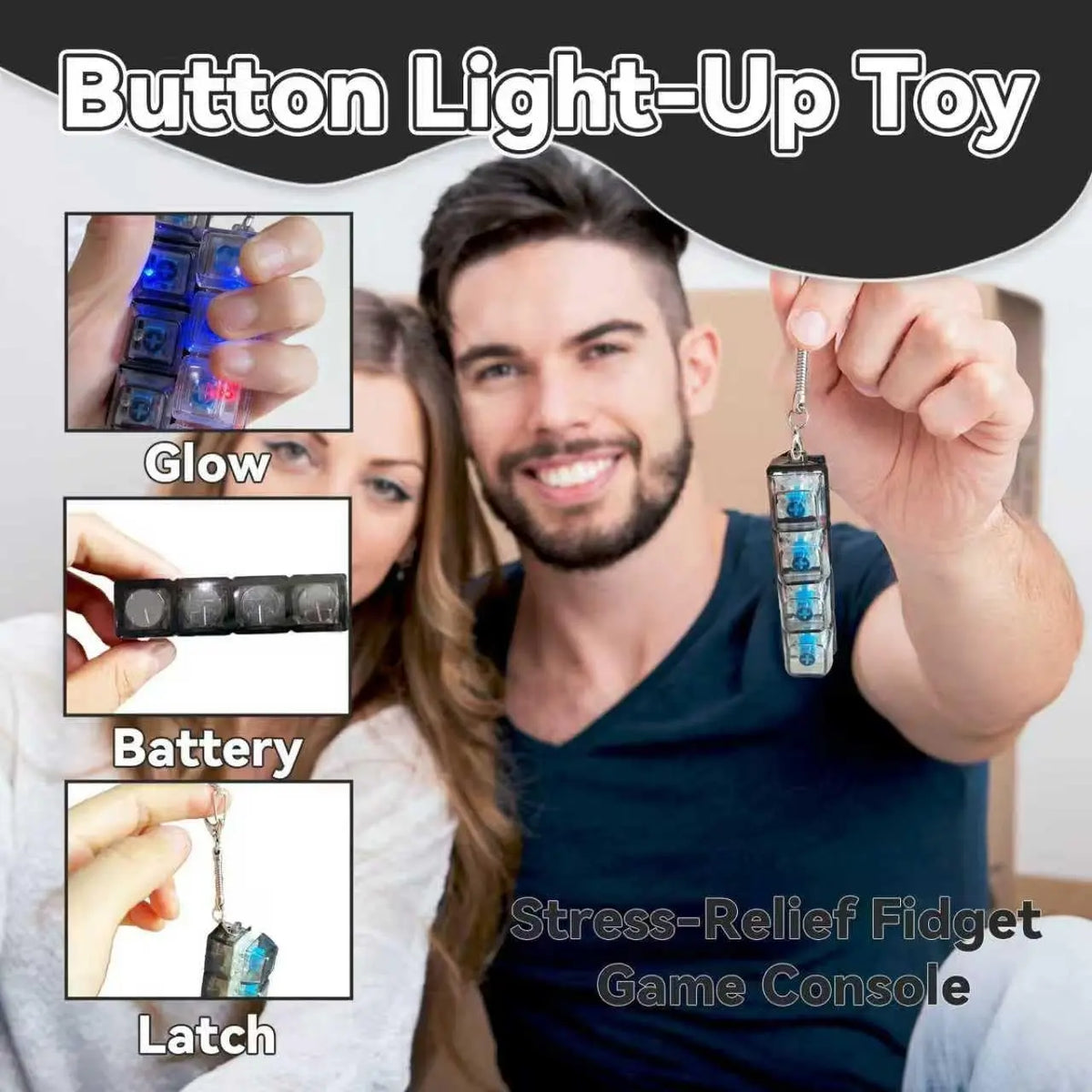 LED Keyboard Fidget Keyrings — 2 Random Designs