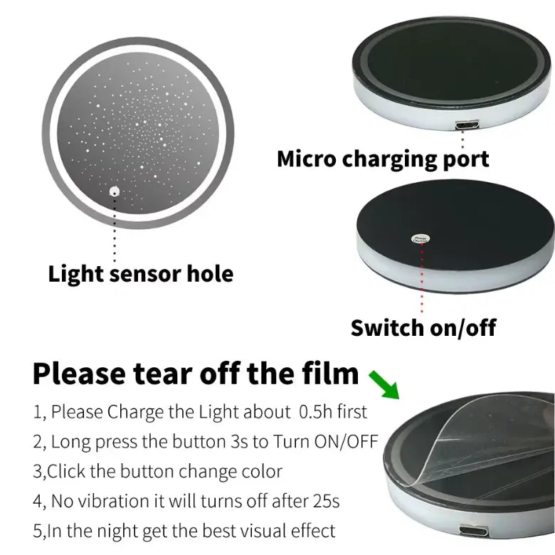 7-Color Rechargeable Cup Holder Lights — 2 Lights