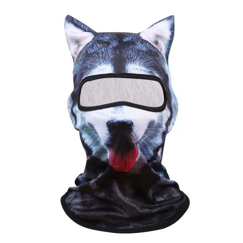 Animal-Print Balaclava with Shaped Ears - Husky