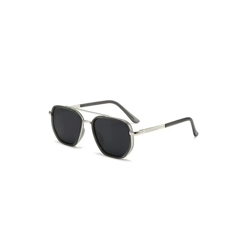 Geometric Double-Bridge Sunglasses - source design and use details