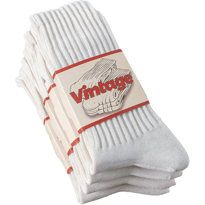 Four Pair Ribbed Crew Sock Packs — 4 Pairs - White1