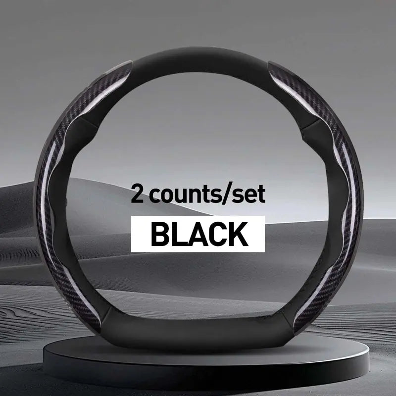 15-Inch Segmented Steering Wheel Cover — Complete Black Kit — For Type D Steering Wheels,2 counts/set-Black