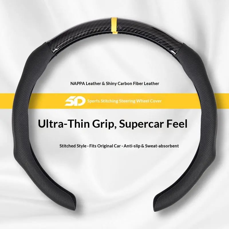 Black Open-Bottom Steering Wheel Cover — Choose Center Mark