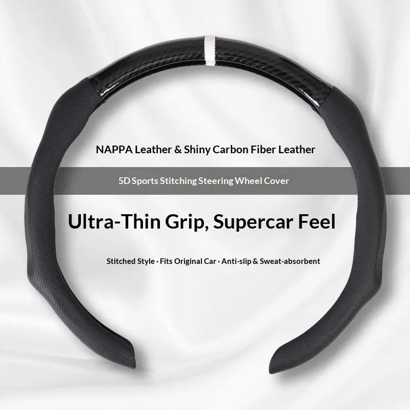 Black Open-Bottom Steering Wheel Cover — Choose Center Mark