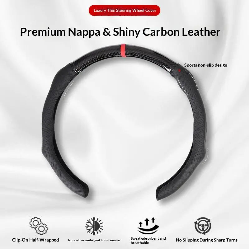 Black Open-Bottom Steering Wheel Cover — Choose Center Mark