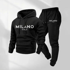 Milano Print Hoodie & Drawstring Pants Set - Black original variant photo