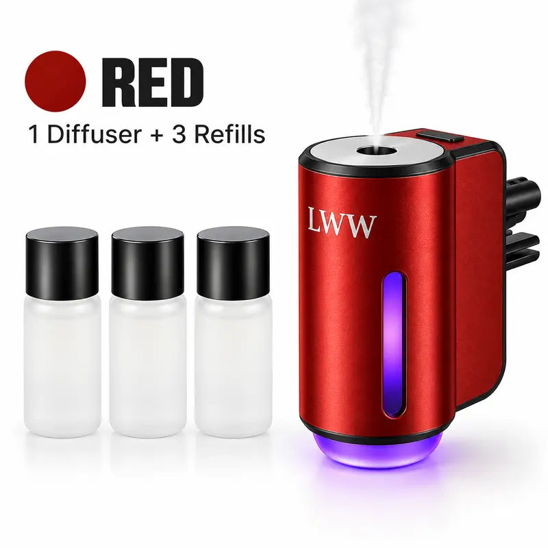 LWW Rechargeable Car Diffuser with 3 Fragrance Refills — RED