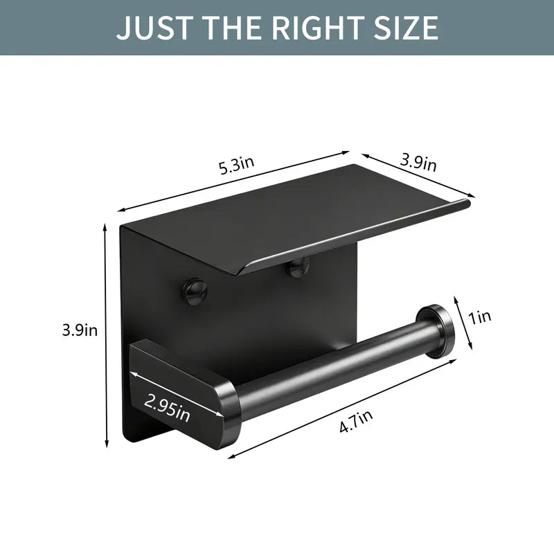 DGAPHRO Stainless Steel Toilet Paper Holder with Shelf - shared design and use details