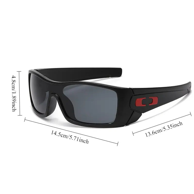 Black Wraparound Cycling Sunglasses - source design and use details