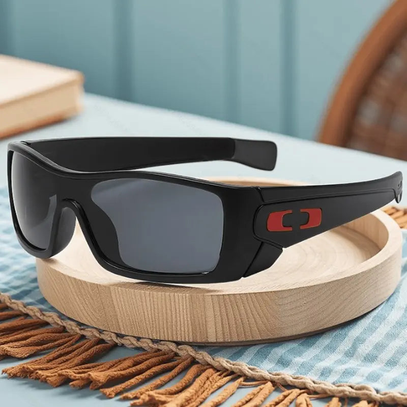 Black Wraparound Cycling Sunglasses - source design and use details