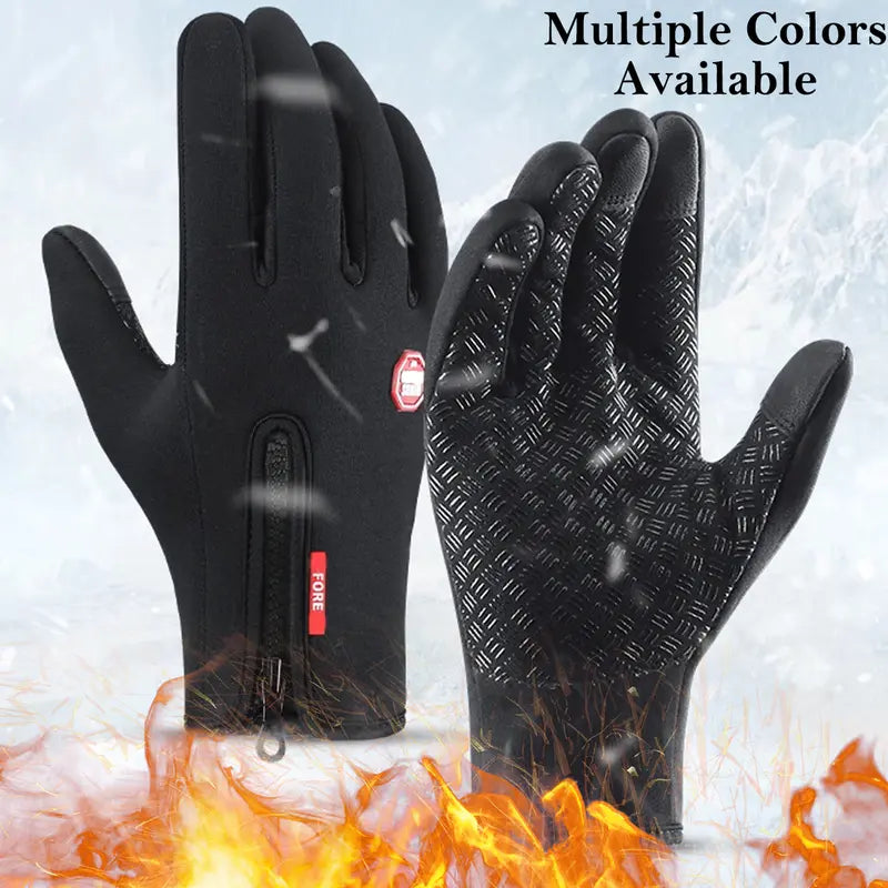 Touchscreen Winter Gloves with Textured Grip - Black