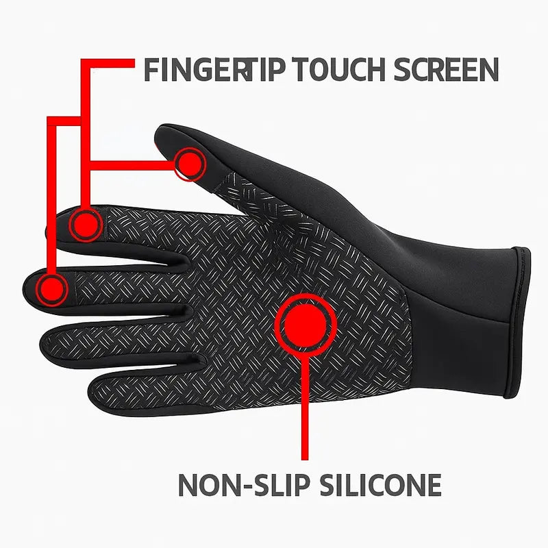 Touchscreen Winter Gloves with Textured Grip - source design and use details