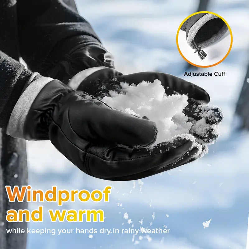 Viyawise Black Fleece-Lined Winter Gloves - source design and use details