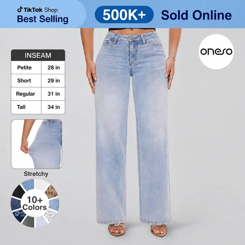 Stretch Wide-Leg Jeans — Four Inseam Lengths - original main gallery photo