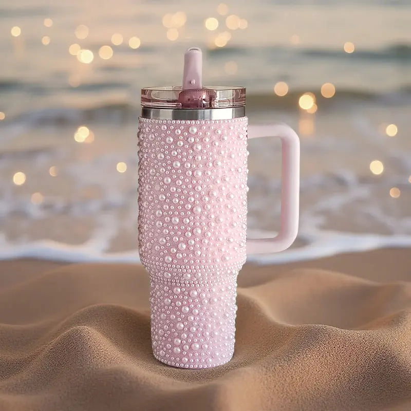 Beaded Handled Tumbler with Lid and Straw — 3