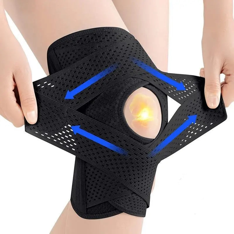 Black Adjustable Mesh Knee Wrap - BLACK_M(88-115 lbs)