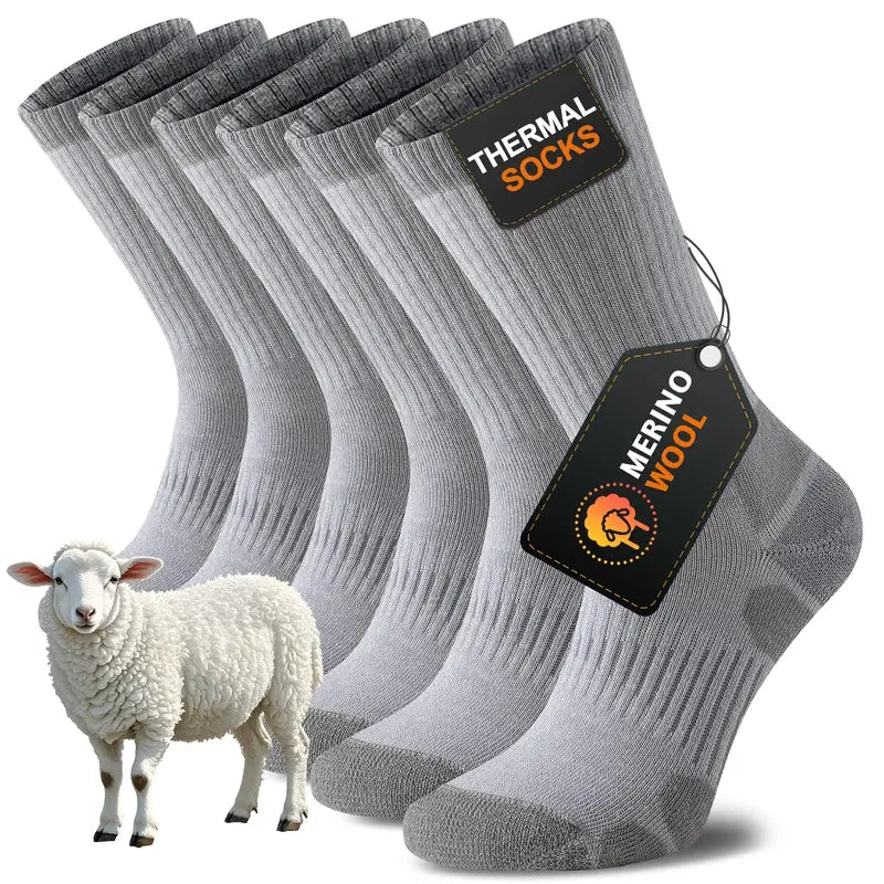 Three Pair Merino Blend Crew Sock Packs — Grey-3 Pairs
