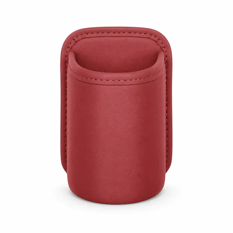 Clip-On PU Leather Car Cup Holders — 2-Piece Set — Red