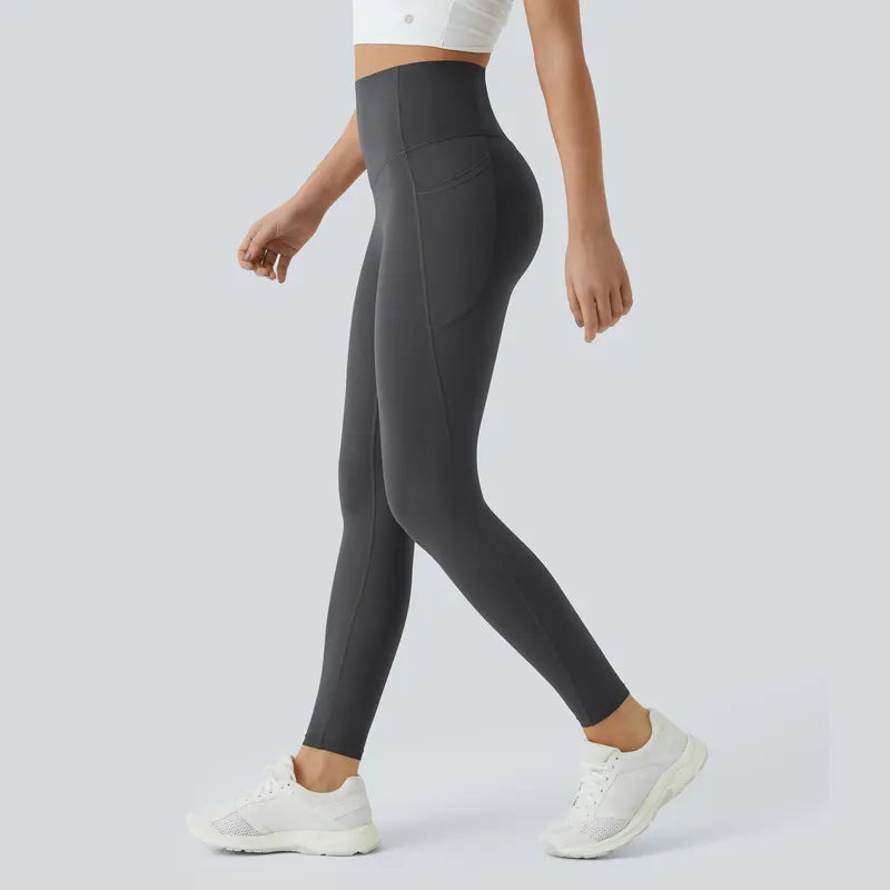 High-Waisted Sculpting Leggings with Side Pockets - Volcanic Ash original variant photo