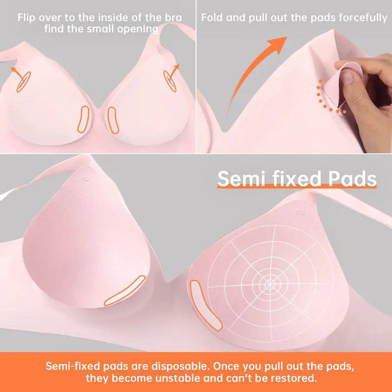 Wireless Deep V Seamless Bra with Fixed Padding - original gallery 6