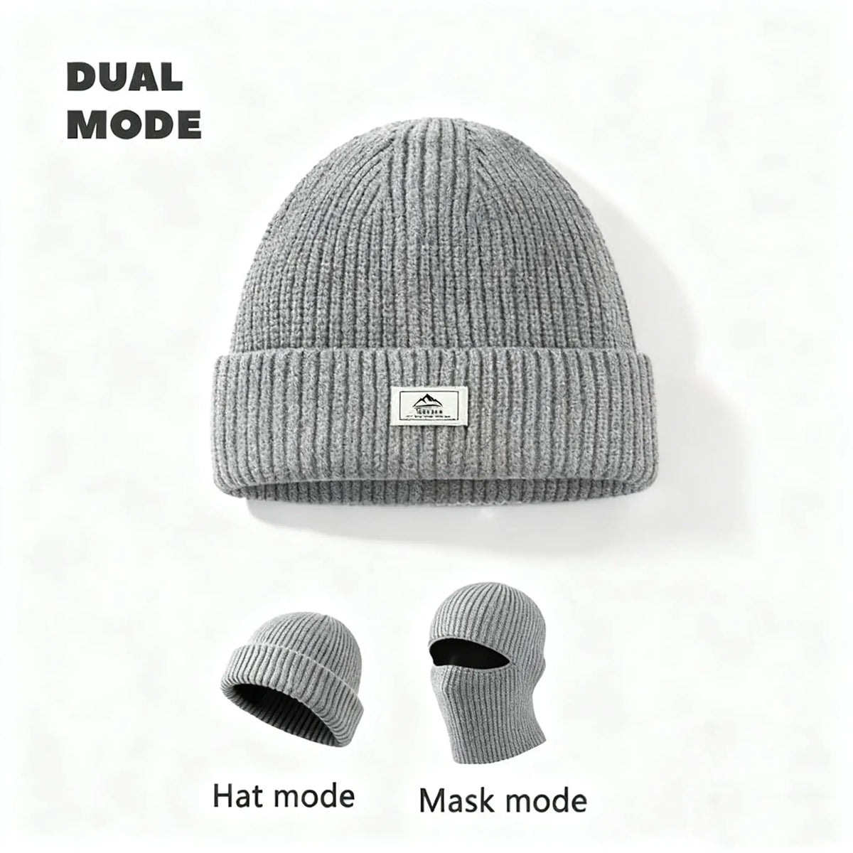 Convertible Ribbed Knit Beanie and Face Cover — 0