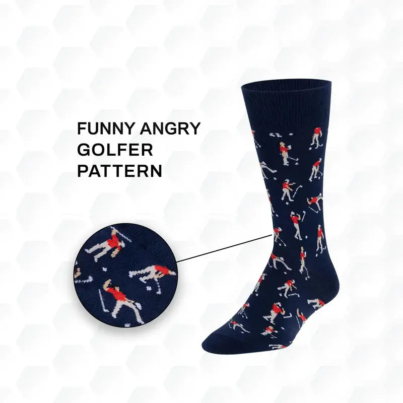 Angry Golfer Pattern Socks — One Pair - source design and use details