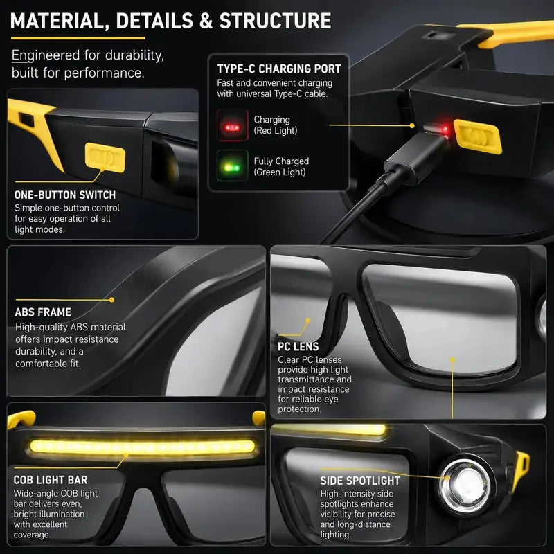 JOYTUTUS Rechargeable LED Glasses Headlamp