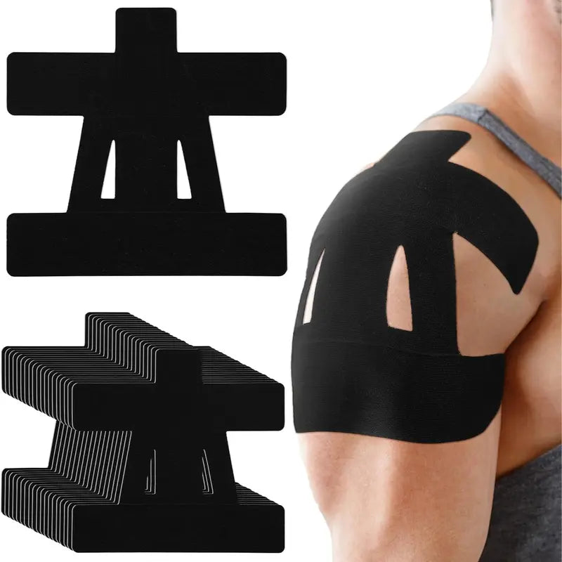 Pre-Cut Cotton Shoulder Tape — Two 10-Strip Packs - Black