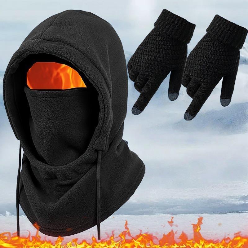 Black Hood, Gloves and Optional Socks Winter Kit - Two-piece set