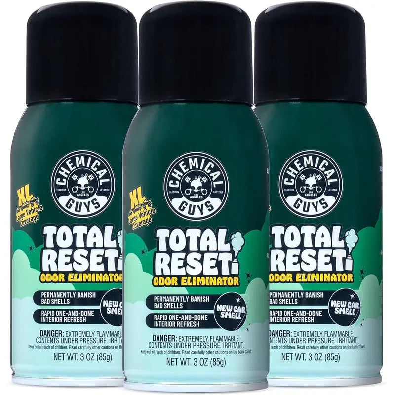 Chemical Guys Total Reset Car Deodorizer — Two 3 oz Cans — New Car (3 Pack)