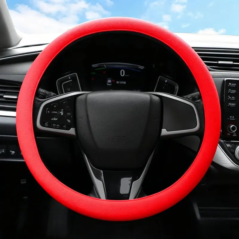 Elastic Silicone Steering Wheel Cover — red