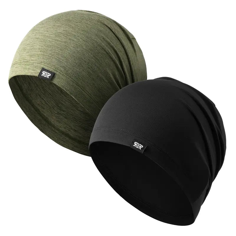Two Piece Slouchy Beanie Packs — Black+Green