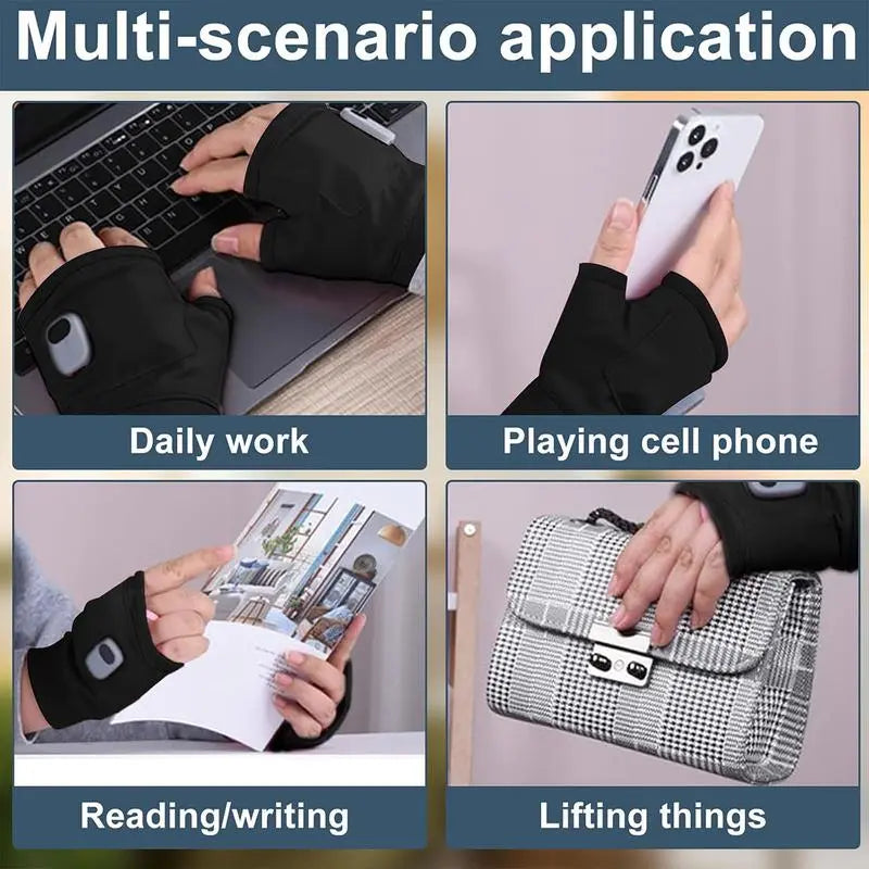 Rechargeable Fingerless Heated Gloves — One Pair - source design and use details