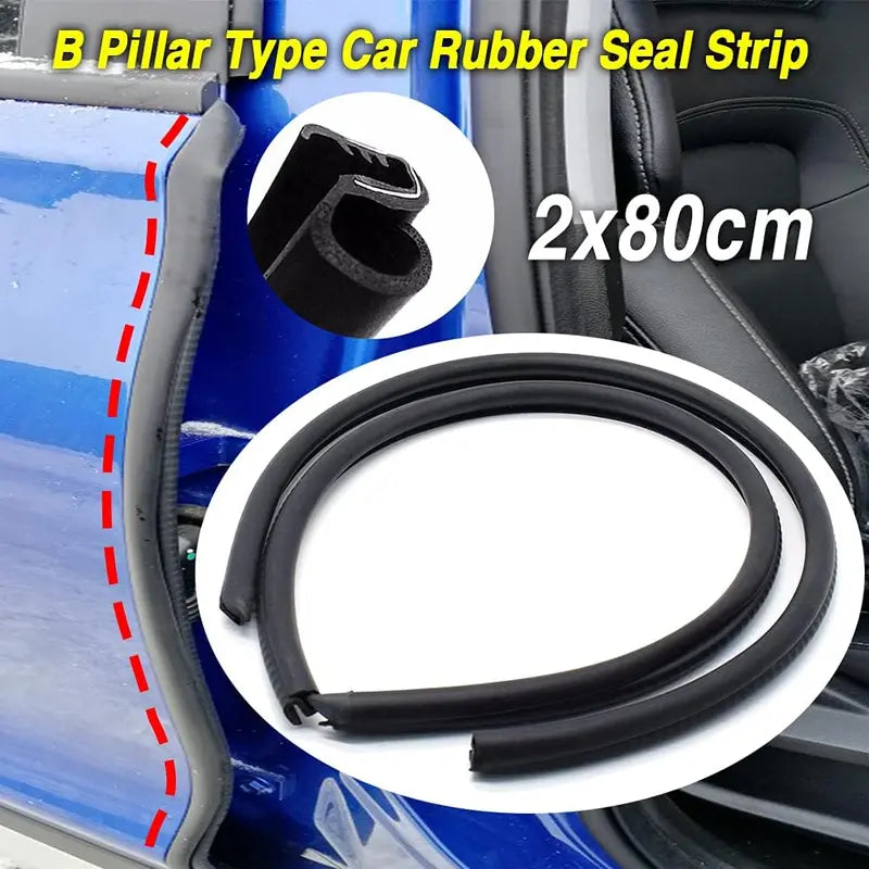YXCY Rubber B-Pillar Door Seal Strips — 2 Pieces, 1.6 m