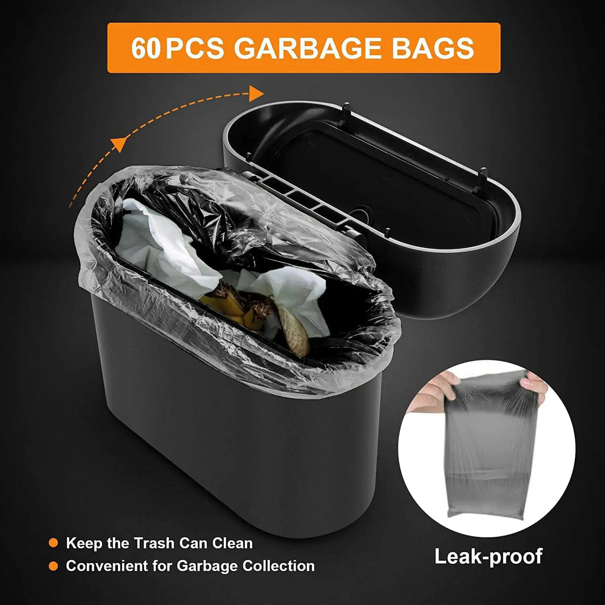 Mini Car Trash Cans with Bin Bags — 2 Cans