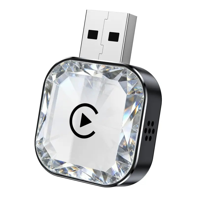 Yurnlv Wired-to-Wireless CarPlay and Android Adapter — Silver Diamond